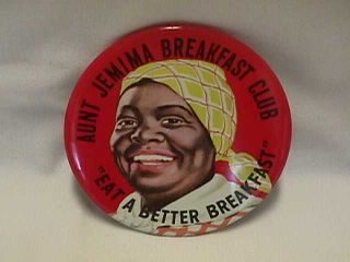 Vintage Original Tin Aunt Jemima Breakfast Club Button
