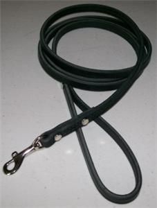 Punk Hollow Leather Dog Leash 6 ft x 3 8 in Blk Nickel Training Leash 