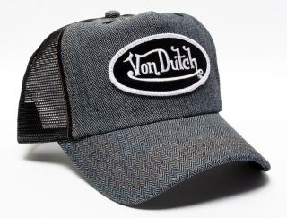Authentic Brand New Von Dutch Raw Herringbone Denim Cap Hat Mesh 