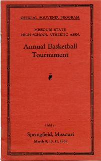 Springfield MO 1939 Basketball Tournament Program Rogersville Mountain 