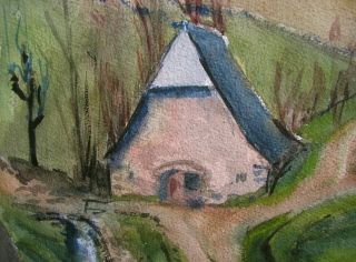 Painting Simone Fonfreide Fauvist Auvergne Church 29