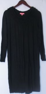 Ava Rose Sz M Knit Ruched Neckline Dress Black New