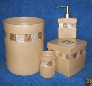 4pc Bathroom Accessory Set Trashcan Tumbler Tissue Box Cover Lotion or 