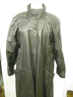 Bagatelle Canadian Black Leather Flare Trench Coat Size 12