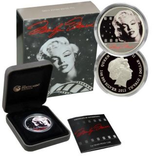 2012 $1 Marilyn Monroe 1oz 999 Proof Silver Coin Perth Mint in 