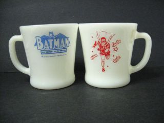 lot 2 batman robin fire king anchor hocking milk glass