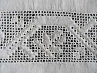TW90 Vtg Linen Bath Towel 27 x 46 Hand Monogrammed LRD Mosaic Work 