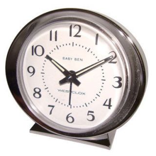 Westclox Baby Ben Alarm Clock 11611A Brushed Stainless Steel Case 