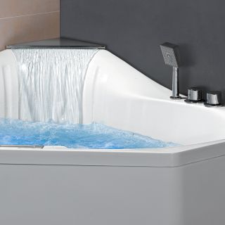 Ariel Bath AM168 Platinum Whirlpool Tub Corner Bathtub, White