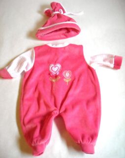 Baby Doll Clothes Medium Large Pink Sleeper & Hat Outfit 16 18