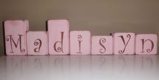 Baby Girls Shabby Personalized Name Letter wood Block Bedroom Nursery 