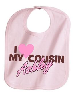 Love My Cousin Personalized Name Cute Baby Girl Pink Bib Adjustable 