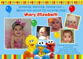 Sesame Street Abby Elmo Birthday Party Invitations