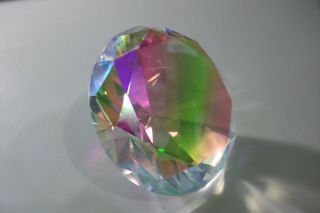    Multi Colored Crystal Glass Diamond Feng Shui Jewel Paperweight