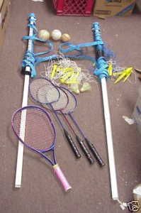 Badminton Net Racquets and Assorted Other Items