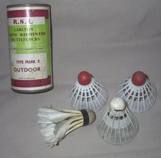   Vintage RSL Carlton Badminton Shuttlecocks Birdies 3 plastic 1 Feather