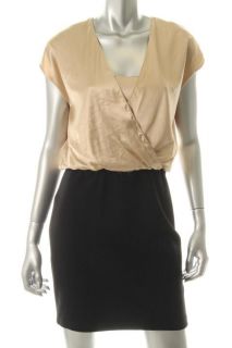 Bailey 44 Glad to Be Unhappy Gold Satin Cap Sleeve Wear to Work Dress 