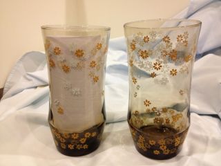 Vintage Libbey Butterfly Gold Tumblers Set of 10 Glasses 16 oz RARE 