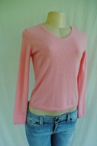 Ballantyne Dawson Forte 100 Cashmere Pink Soft Knit V Neck Sweater Top 