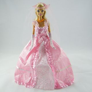 New Handmade Barbie Dolls Clothing Evening Dress White Wedding Dress 