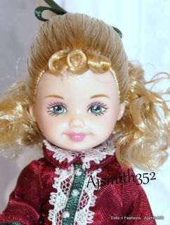 Gorgeous Barbie Kelly Doll Blonde Hair Burgundy Dress
