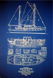 Florida Sailboat Yacht Motorsail 1934 Blueprint Plans