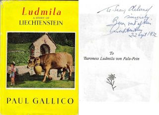 Story of Liechtenstein 1960 Signed by Baron Falz Fein Baroness Ludmila 