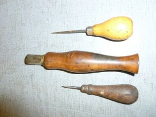   Tools  E Ross Co Pat 1881 2 Scratch Awls &1 Leather Tool Stanley Rule