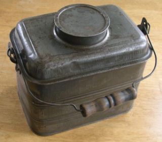 Vintage Lisk Tin 4 Piece Miners / Railroad Lunch Box W / Lid / Cup and 