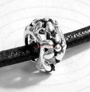 Str Silver Round Flower Bead F European Charm Bracelet
