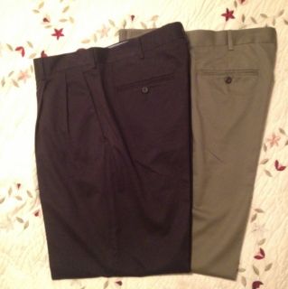 Mens Axist Dress Pants 34x 30 Lot Of 2 Black And Olive Green