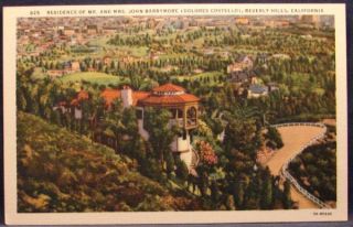 John Barrymore Residence Beverly Hills California CA Linen Made 1930s 