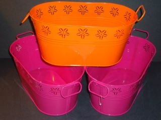   Metal Orange & Pink Storage Bins for Crafts,Classroom,Childs Room NEW