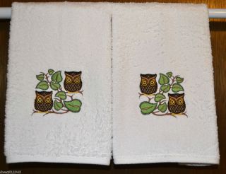 Retro Owls Set Bathroom Hand Towels