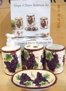 Grape 4 Pieces Ceramic Bathroom Accessories