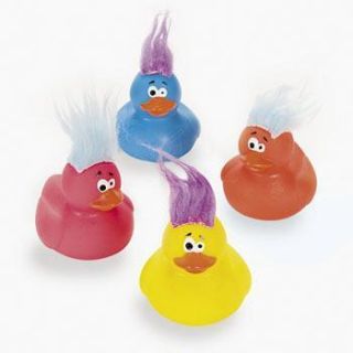 Crazy Hair Rubber Ducks Troll Ducky Party Favors Kids Bath Pool Toys 