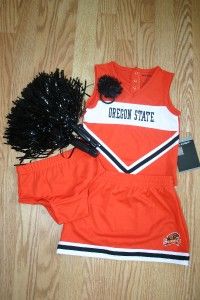Oregon Beavers Cheerleader Costume Outfit Set Bloomers Pom Poms Bow 2 