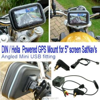 Screen GPS Satnav Motorcycle Bike Waterproof Mount Mini USB Hella 