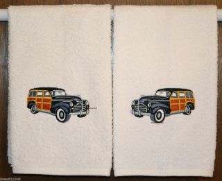Woody Station Wagon Classic Car Set Bath Hand Towels