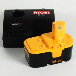 up for auction is this pre owned ryobi 18v battery charger and battery