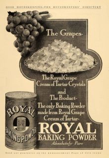 1909 Ad Royal Baking Powder Grape Cream Tartar Crystal   ORIGINAL 
