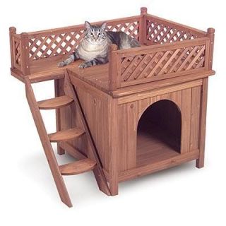 Room with A View Cat Small Dog House Bed Wood Seat