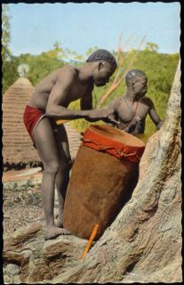 africa, Native Man Playing Tam Tam, Music Band, Instruments (1962)