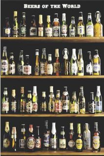 Beers of The World Poster Beer Bottles in Shelf