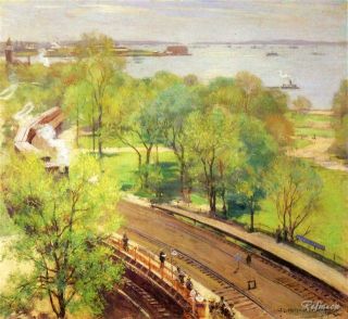 Willard Leroy Metcalf Battery Park Spring Handmade Oil Painting Repro 