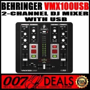 Behringer VMX100USB Pro Audio DJ PA 2 Channel Mixer w USB Audio 