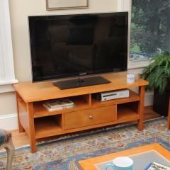 Bay Shore Collection Flat Screen Tube TV Stand with Drawer Honey Maple 