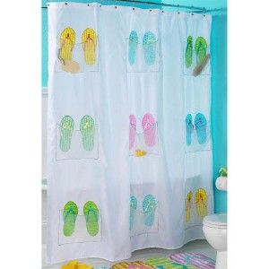 Flip Flop Beach Sandal Shower Curtain Summer Bath Theme