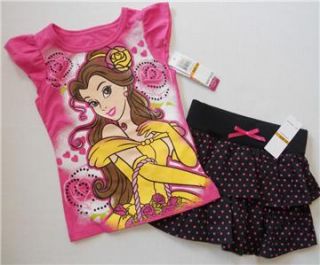 Belle Girls 2T 3T 4T 4 5 6 6X Set Outfit Shirt Skort Skirt Disney 