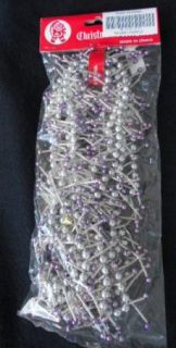 Lot 4 Christmas Glass Bead Garlands Silver Purple 9ft Wedding Party 